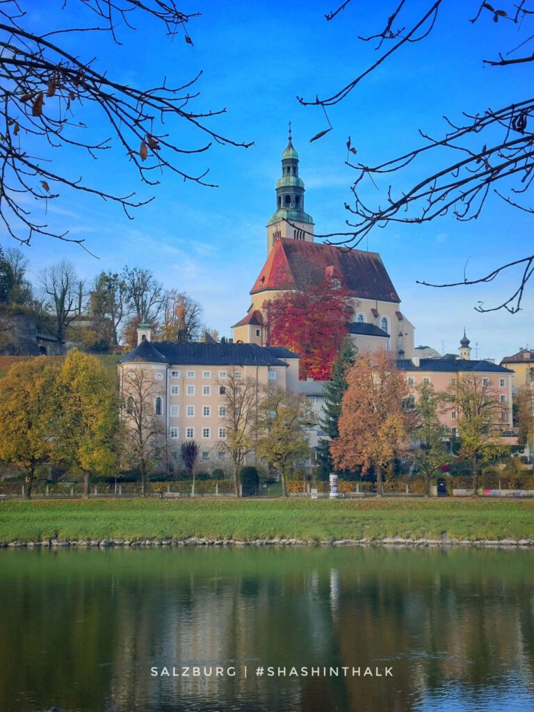 Castle by a lake in autumn, Salzburg